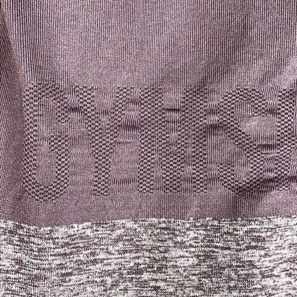 Gymshark Two Tone Seamless Leggings Purple Heathered with Logo High Rise - Picture 9 of 12